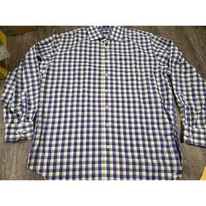Peter Millar Shirt XL Purple Lime Green White Long Sleeve Button Down Shirt